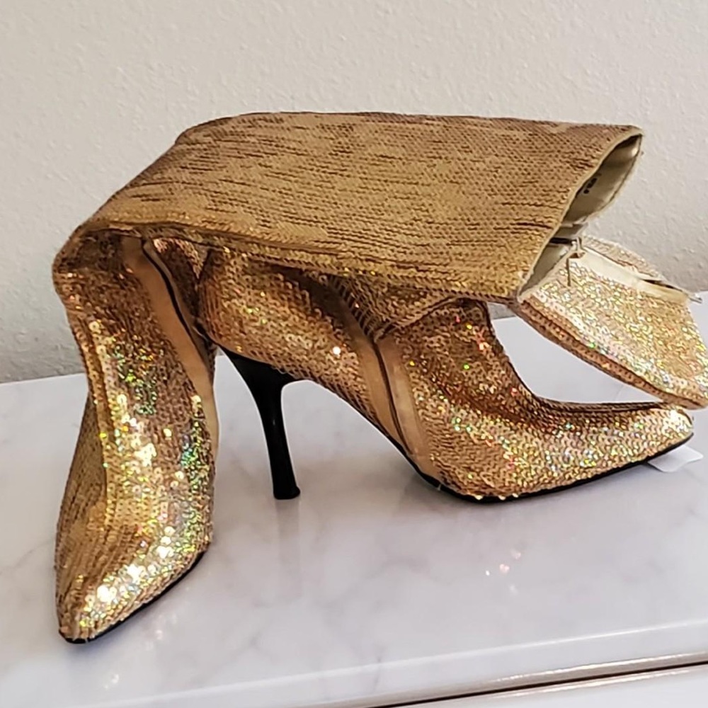 Gold sequin fashion boots